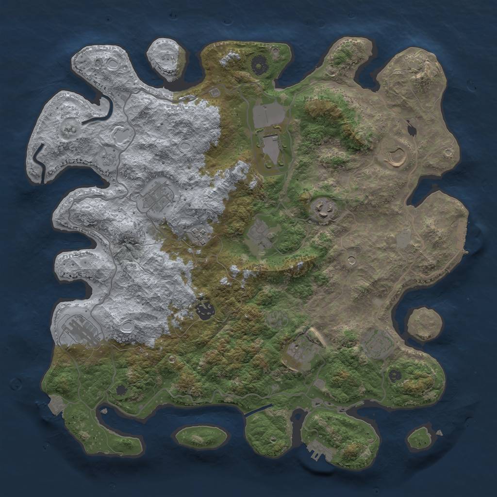Rust Map: Procedural Map, Size: 4000, Seed: 24052024, 18 Monuments