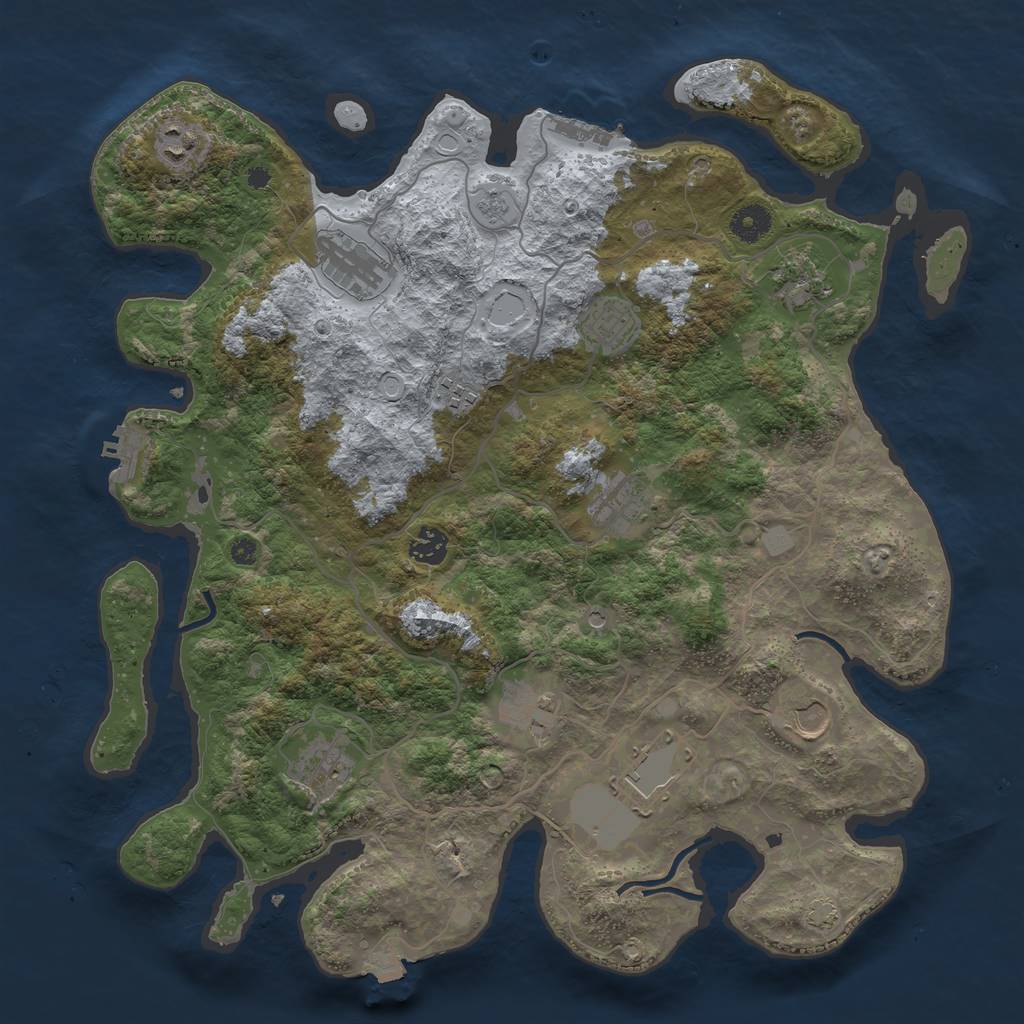 Rust Map: Procedural Map, Size: 4000, Seed: 225515024, 19 Monuments