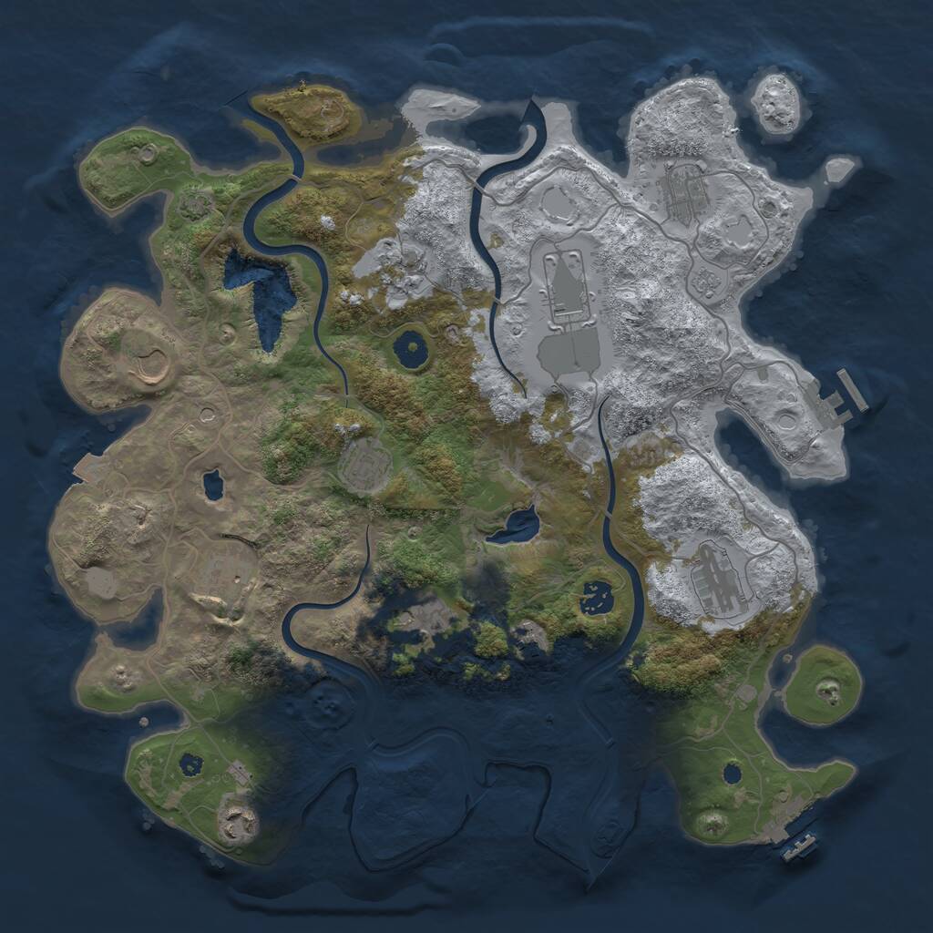 Rust Map: Procedural Map, Size: 4000, Seed: 717986539, 17 Monuments