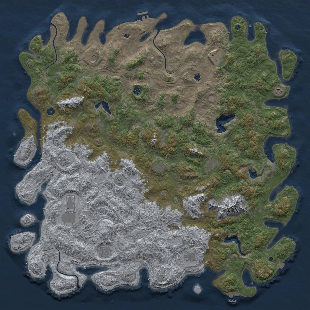 Rust Map: Procedural Map, Size: 6000, Seed: 1884054273, 17 Monuments