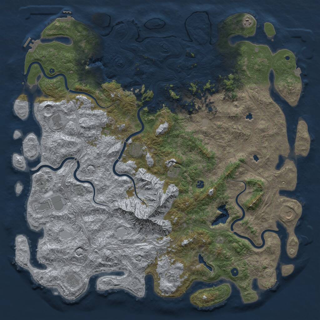 Rust Map: Procedural Map, Size: 6000, Seed: 84317901, 17 Monuments