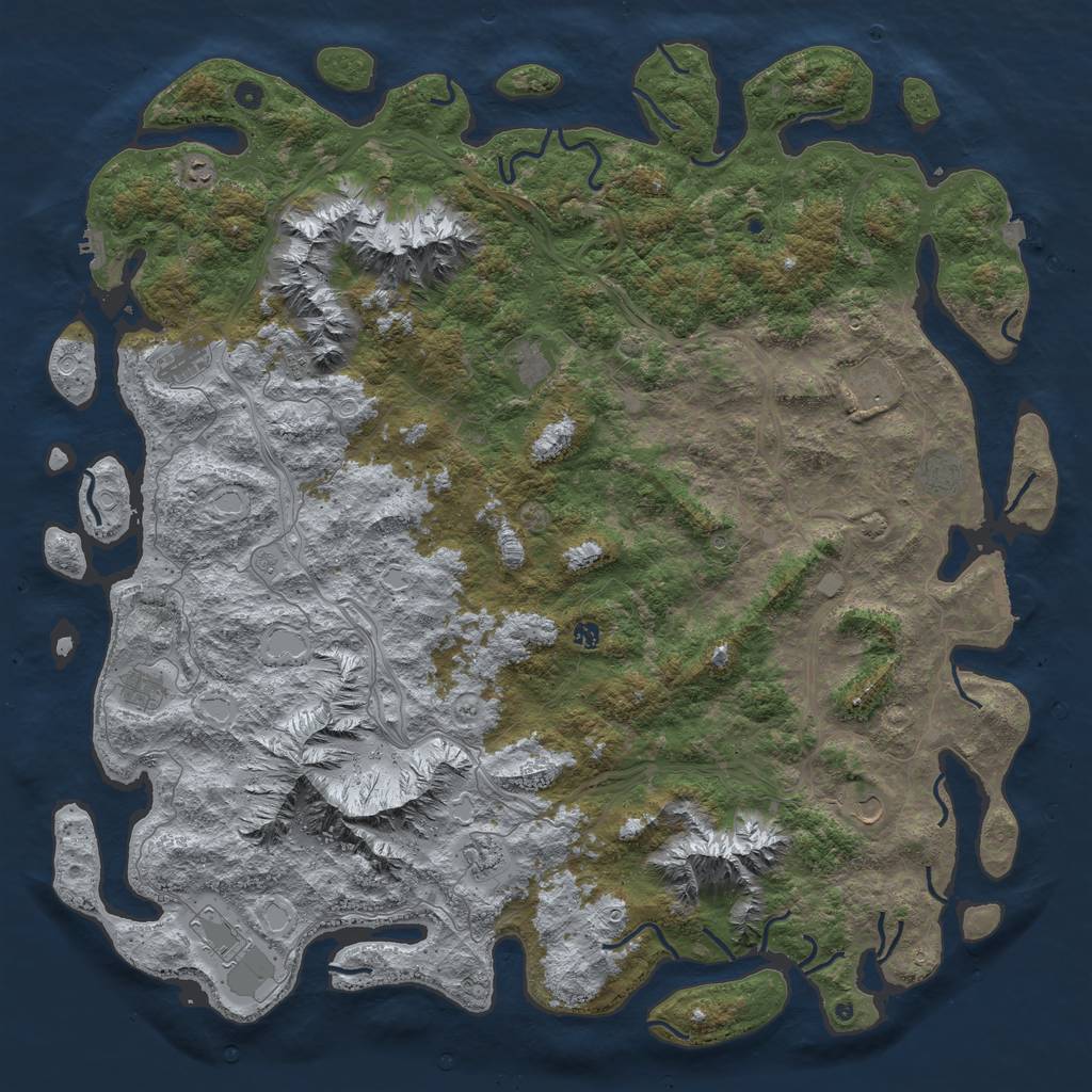 Rust Map: Procedural Map, Size: 6000, Seed: 84317901, 19 Monuments