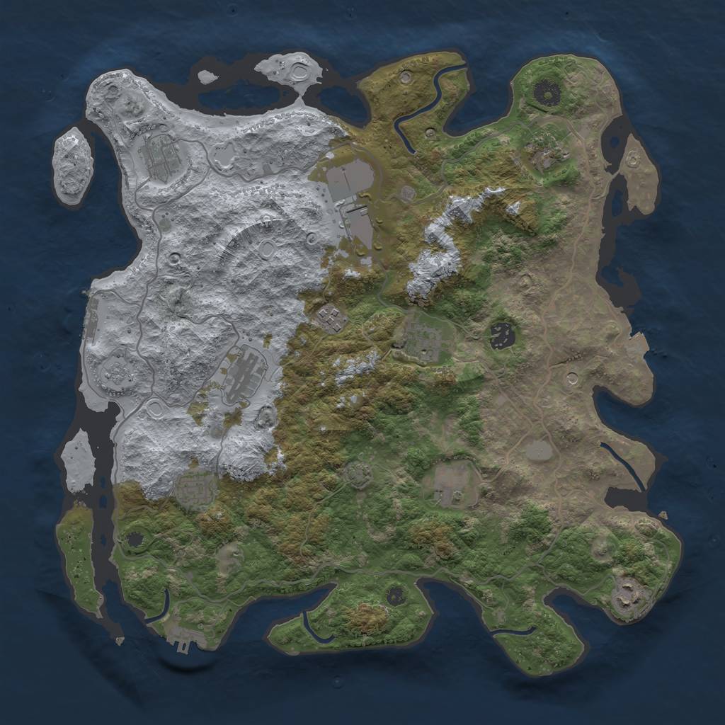 Rust Map: Procedural Map, Size: 4000, Seed: 1743285051, 18 Monuments