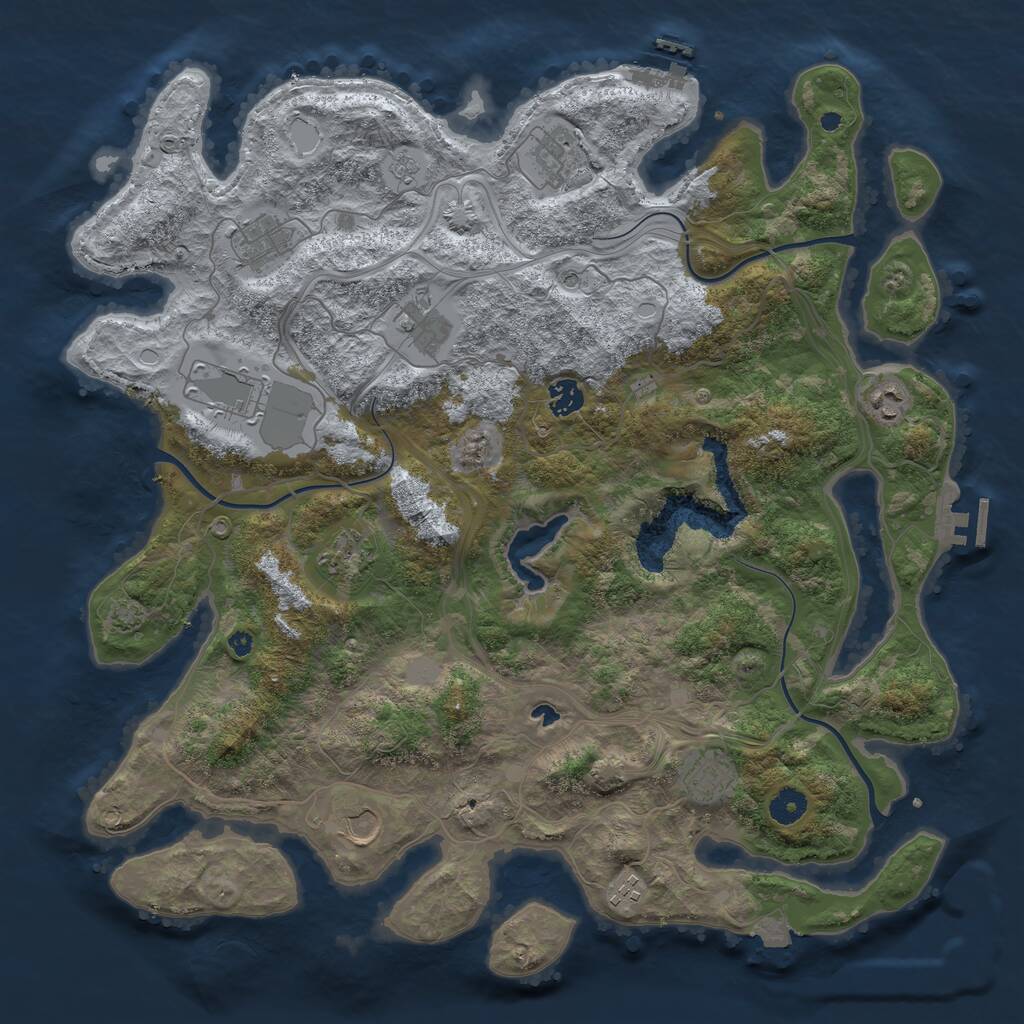 Rust Map: Procedural Map, Size: 4250, Seed: 1106716910, 16 Monuments
