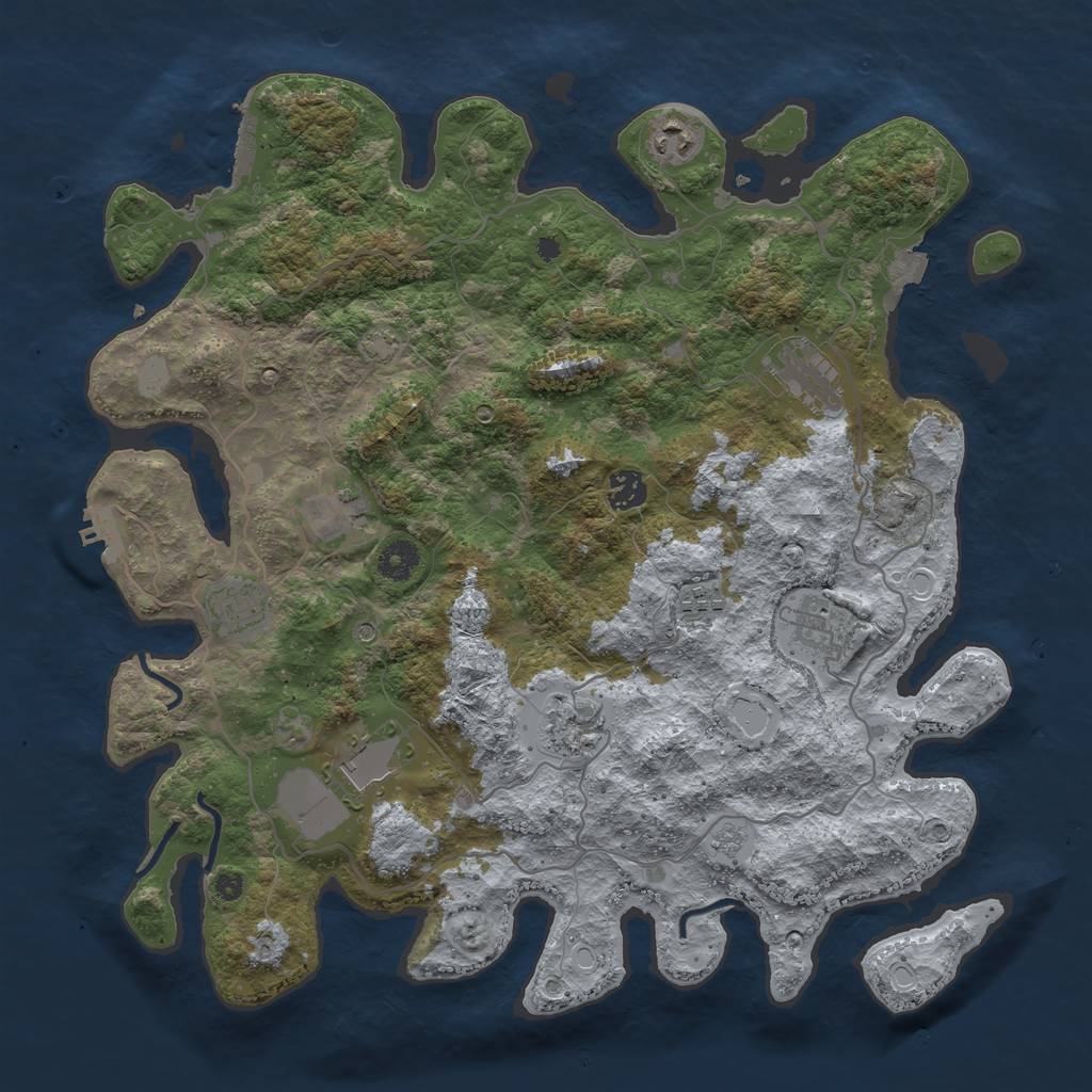 Rust Map: Procedural Map, Size: 4000, Seed: 626044947, 17 Monuments