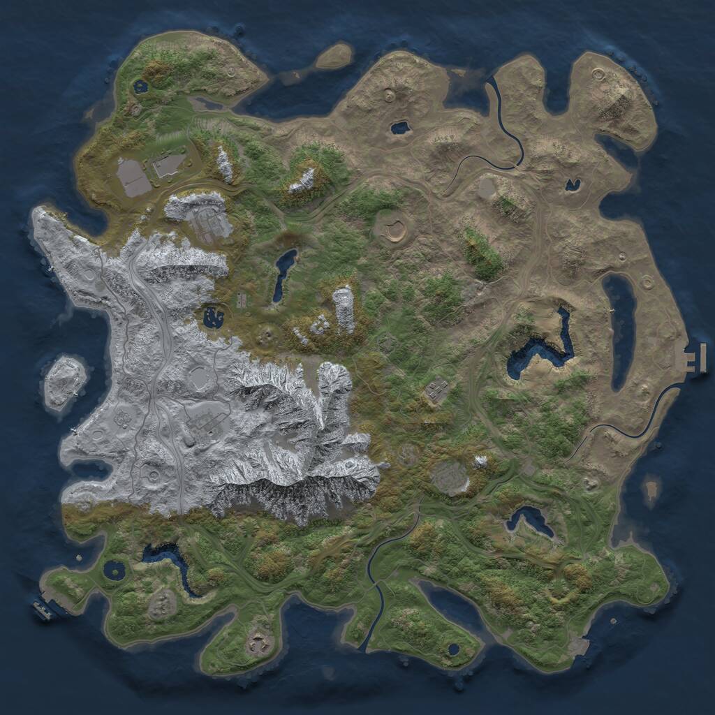 Rust Map: Procedural Map, Size: 5000, Seed: 7667667, 14 Monuments