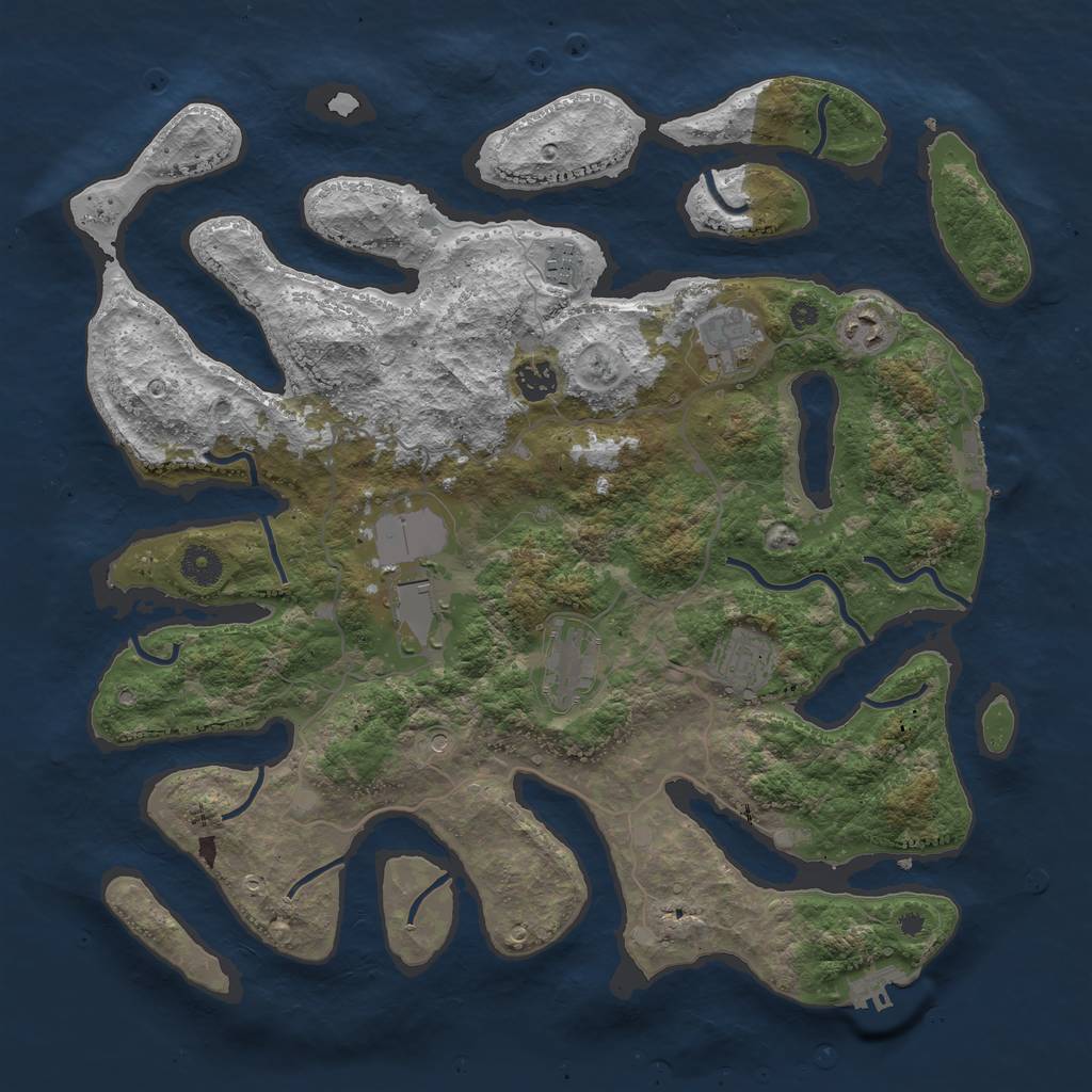 Rust Map: Procedural Map, Size: 4000, Seed: 613336255, 12 Monuments