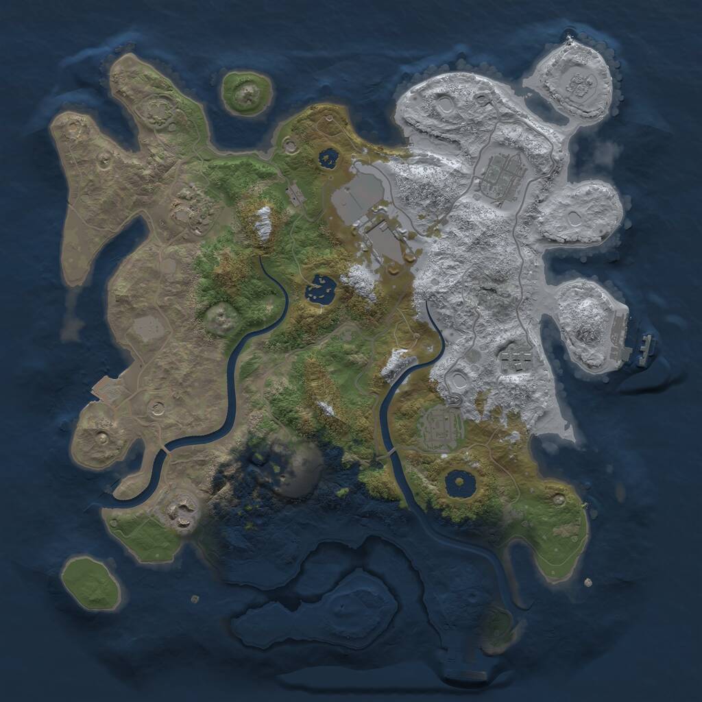Rust Map: Procedural Map, Size: 3500, Seed: 1997372947, 14 Monuments