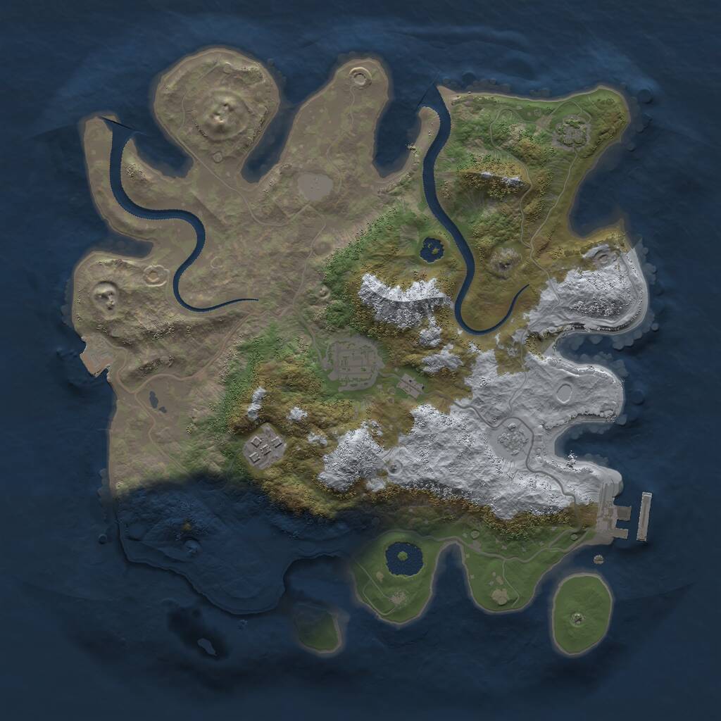 Rust Map: Procedural Map, Size: 3000, Seed: 27852377, 6 Monuments