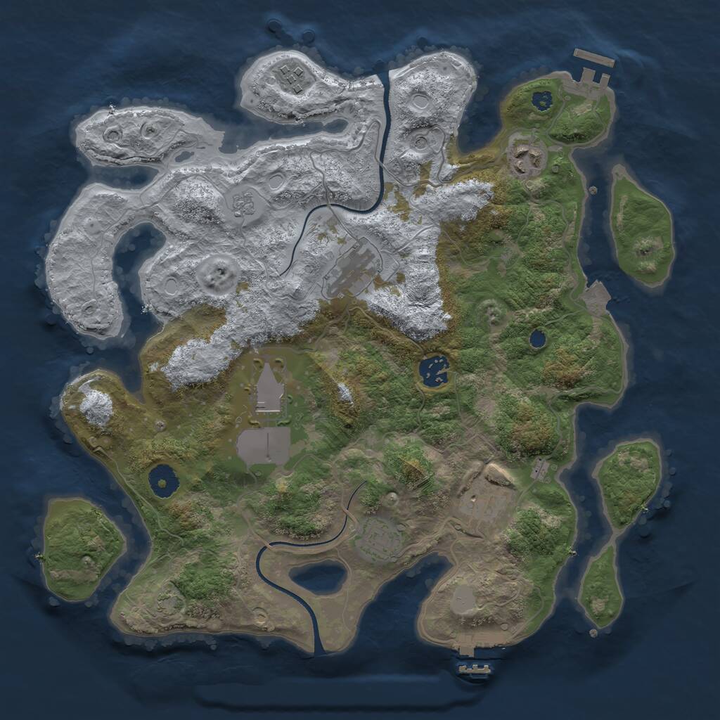 Rust Map: Procedural Map, Size: 3500, Seed: 1612937486, 13 Monuments