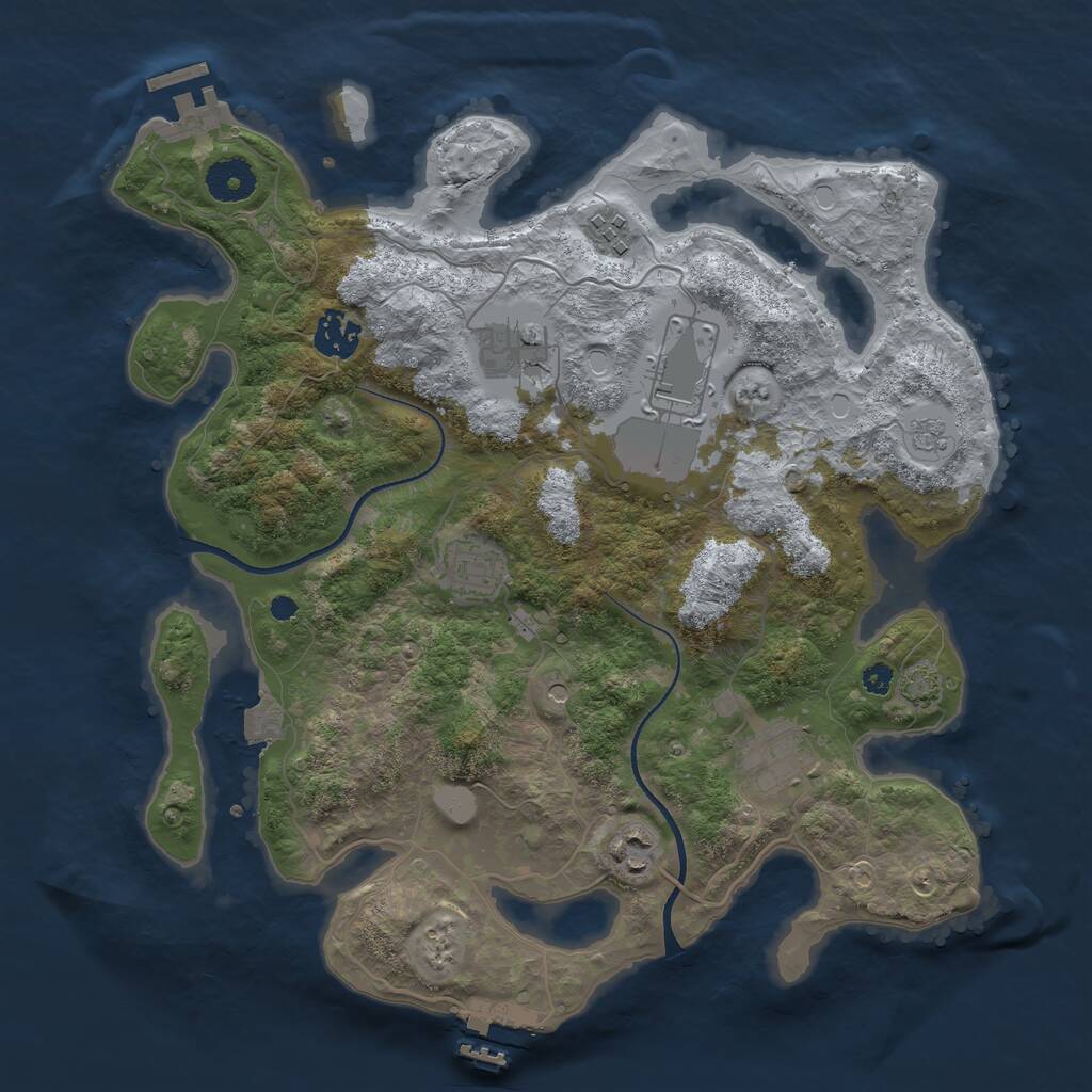 Rust Map: Procedural Map, Size: 3500, Seed: 1417866594, 13 Monuments