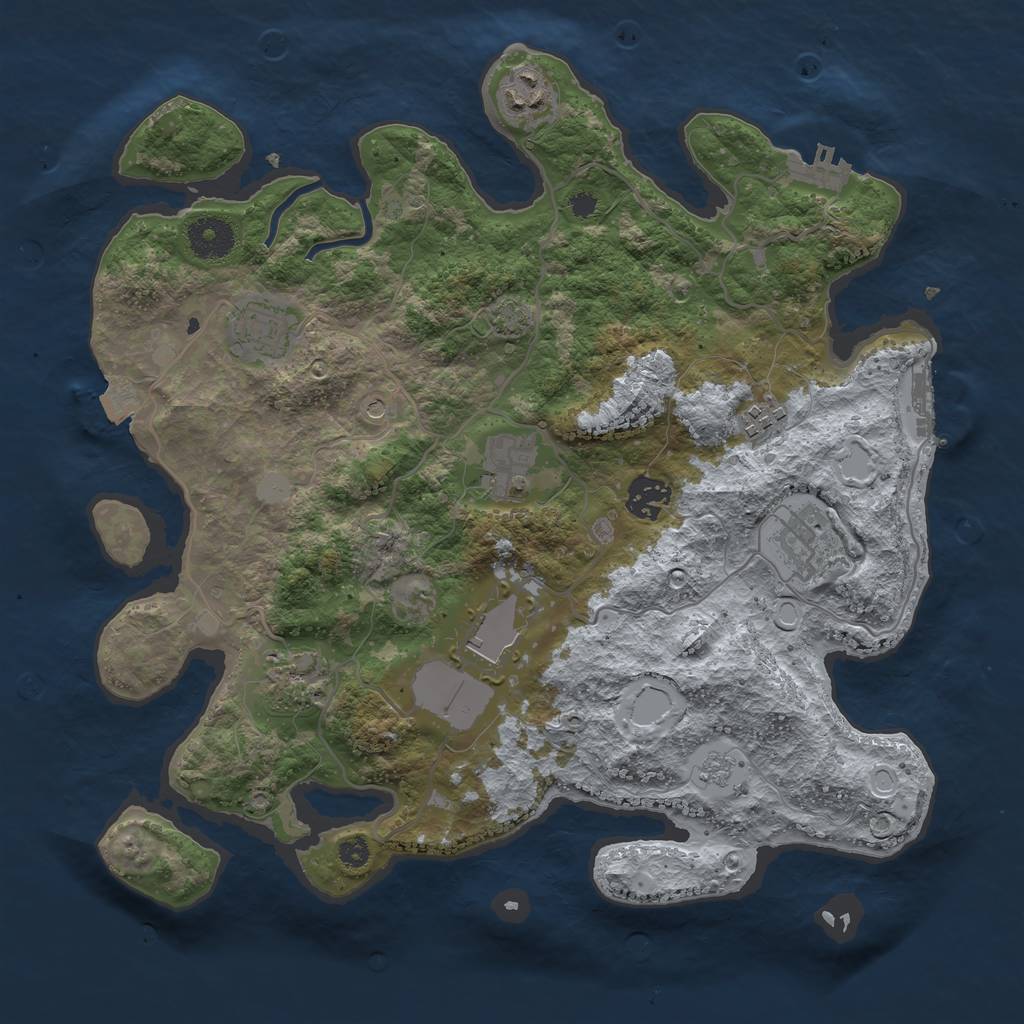 Rust Map: Procedural Map, Size: 3500, Seed: 88478217, 16 Monuments