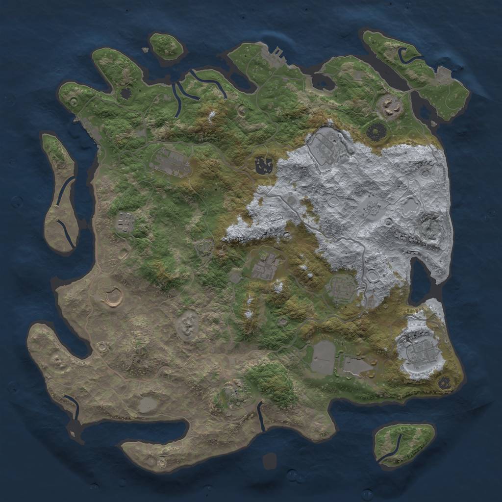 Rust Map: Procedural Map, Size: 4000, Seed: 895849433, 19 Monuments