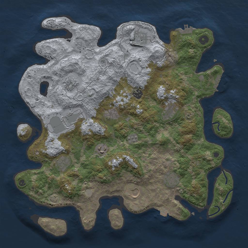 Rust Map: Procedural Map, Size: 3950, Seed: 63387114, 19 Monuments