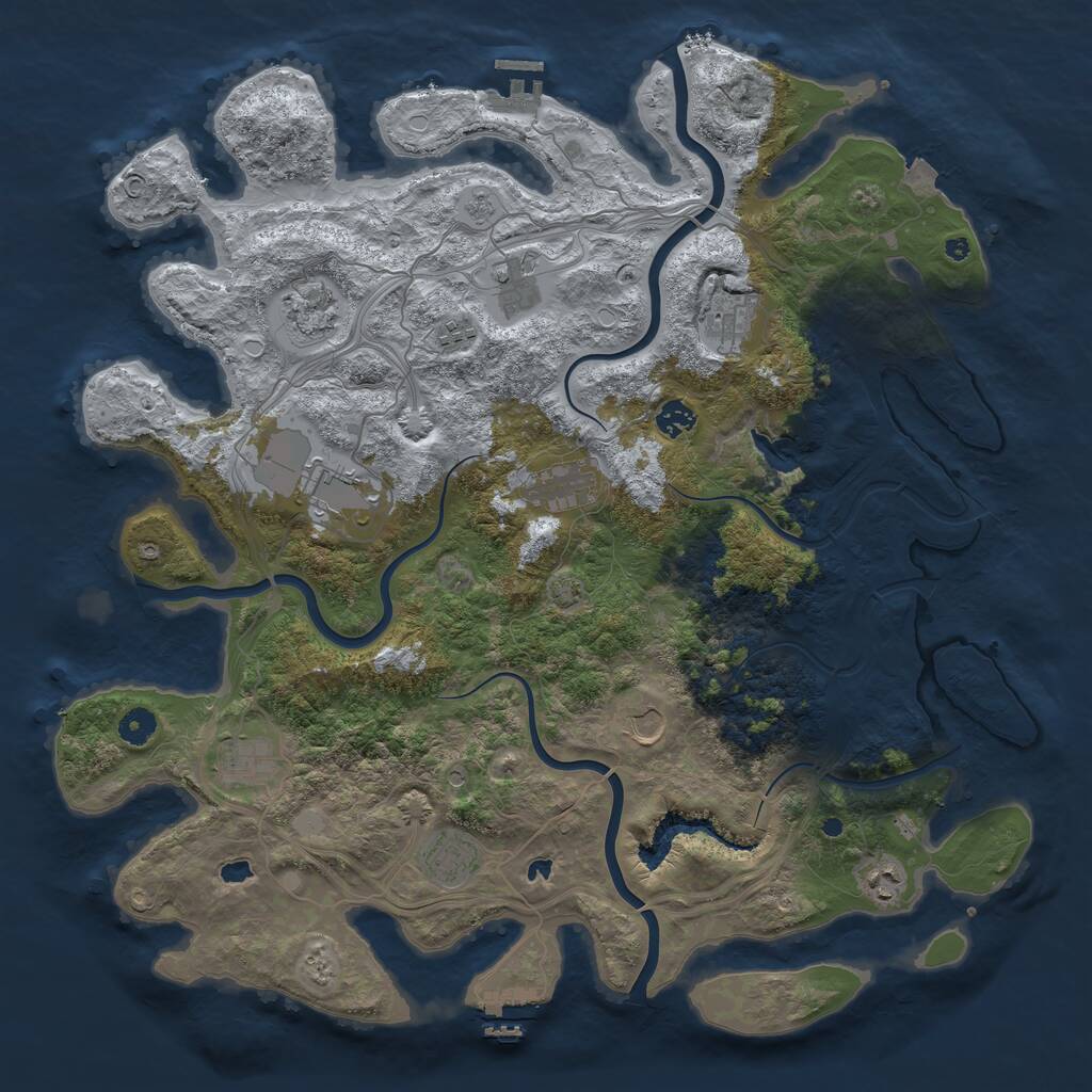 Rust Map: Procedural Map, Size: 4500, Seed: 279372343, 17 Monuments