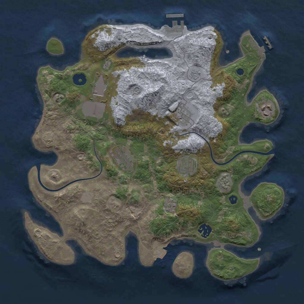 Rust Map: Procedural Map, Size: 3500, Seed: 1336889472, 13 Monuments