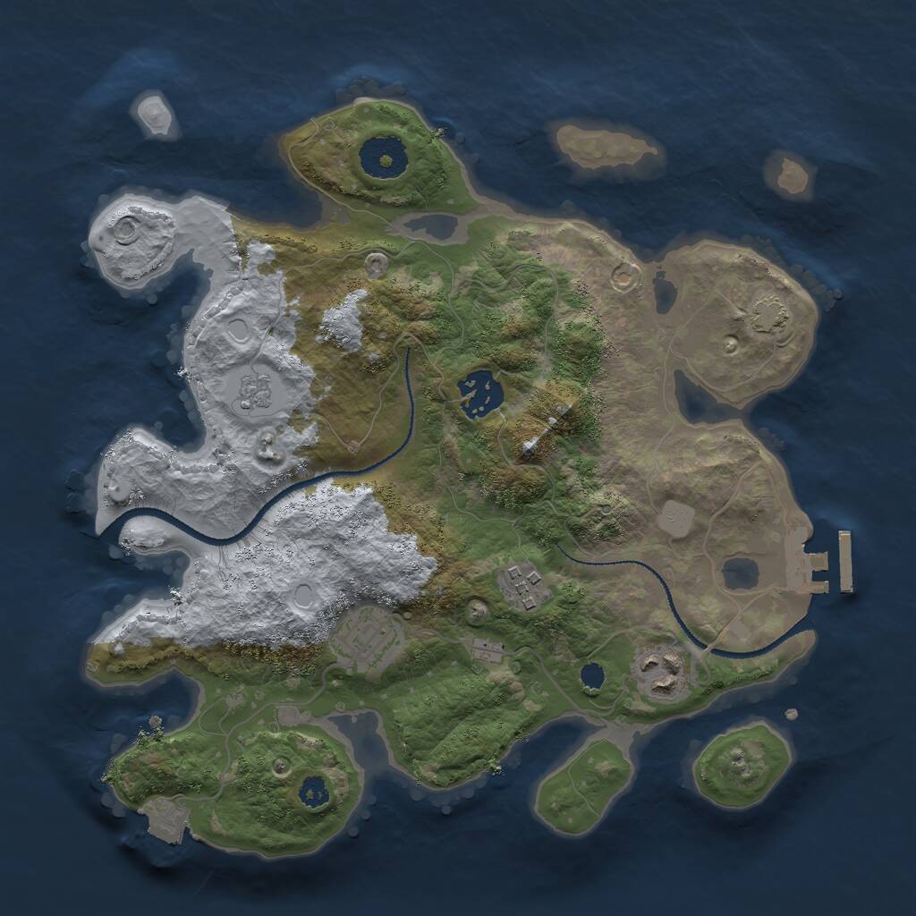 Rust Map: Procedural Map, Size: 3000, Seed: 234870, 8 Monuments