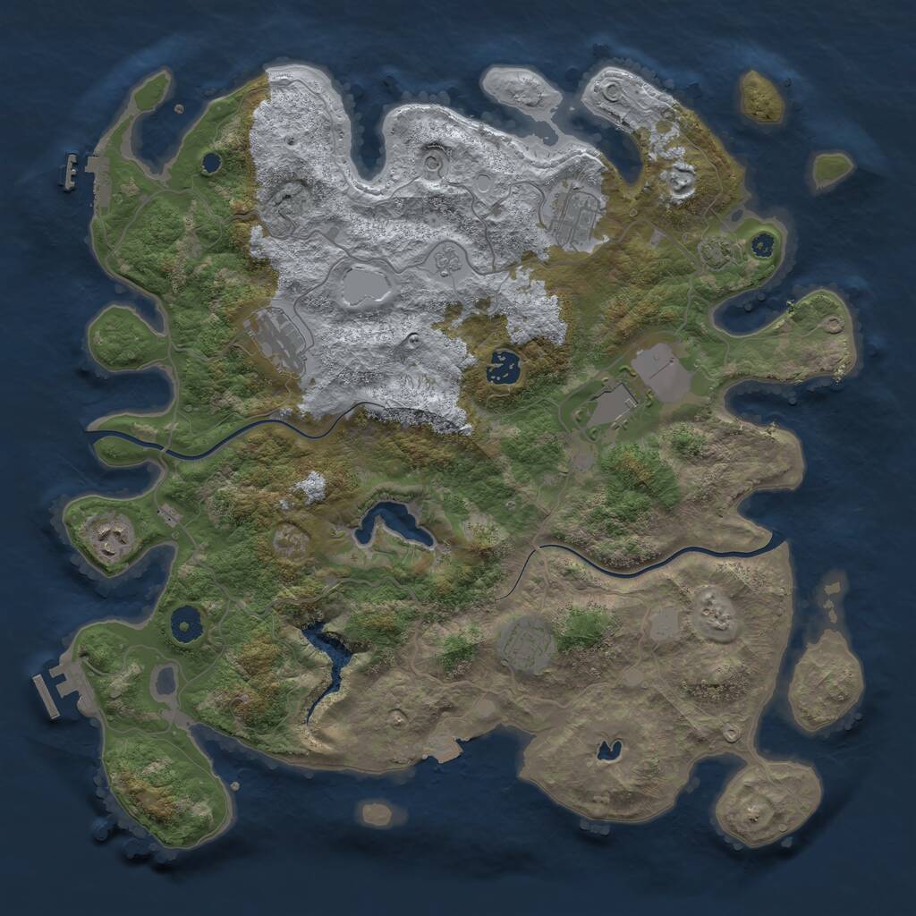 Rust Map: Procedural Map, Size: 4000, Seed: 108285402, 12 Monuments