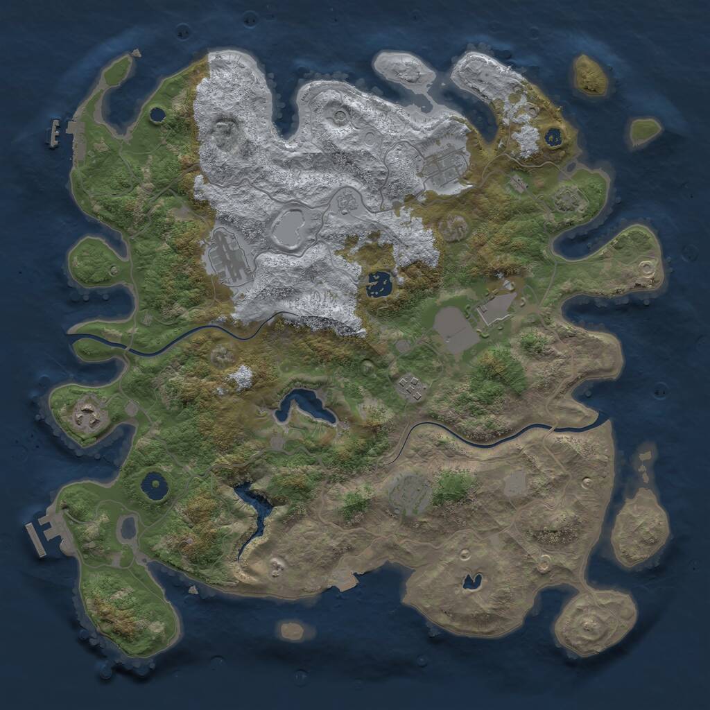 Rust Map: Procedural Map, Size: 4000, Seed: 108285402, 13 Monuments