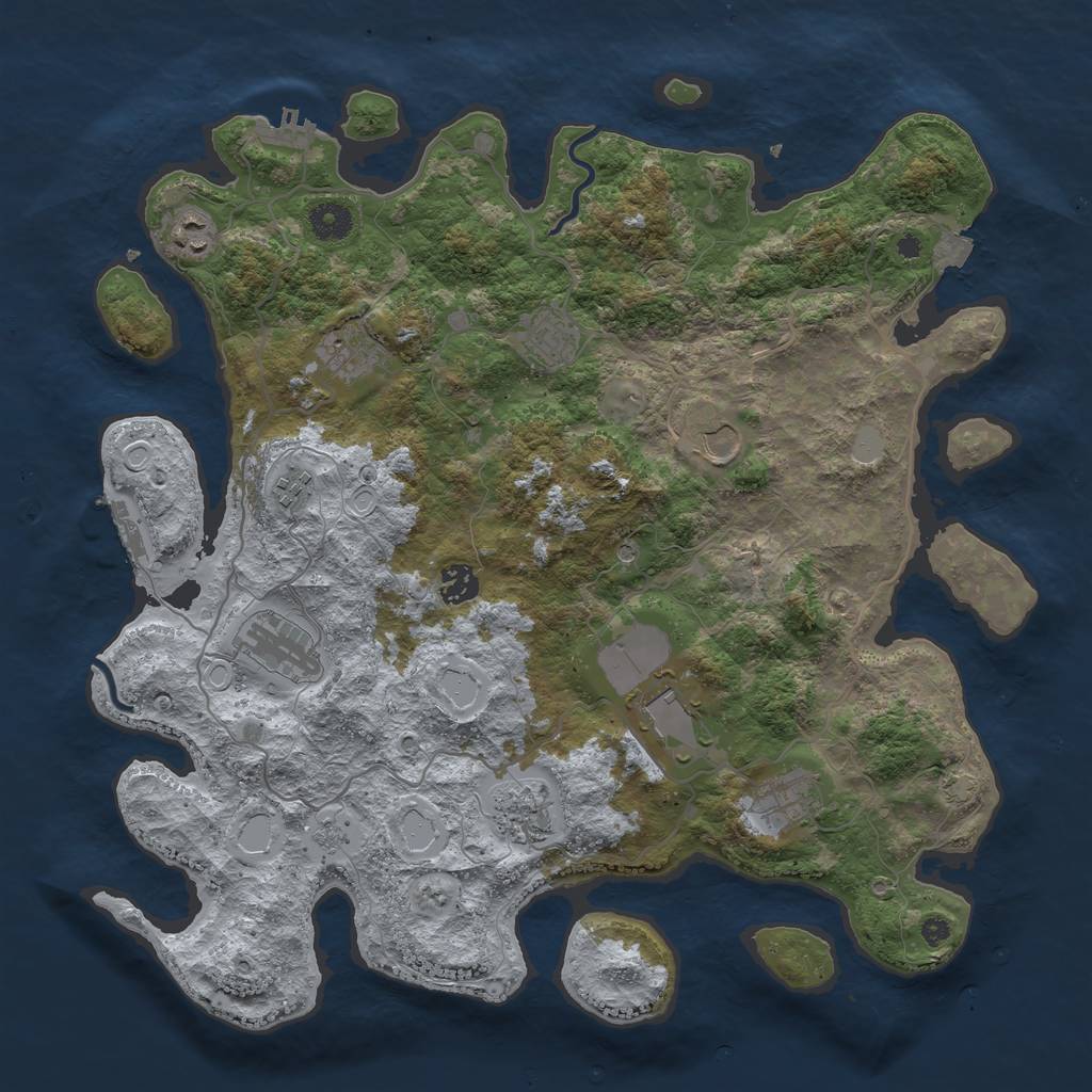 Rust Map: Procedural Map, Size: 4000, Seed: 1849134725, 18 Monuments