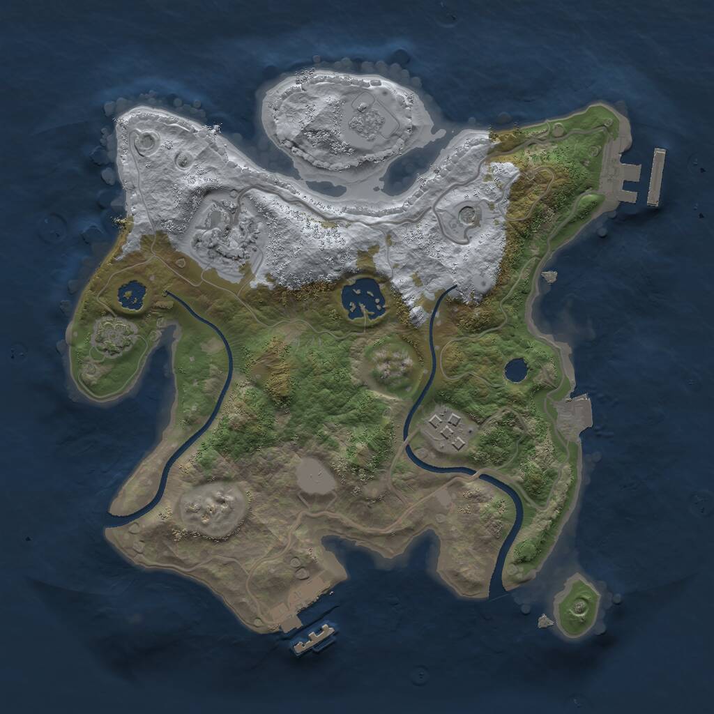 Rust Map: Procedural Map, Size: 2500, Seed: 94132, 9 Monuments