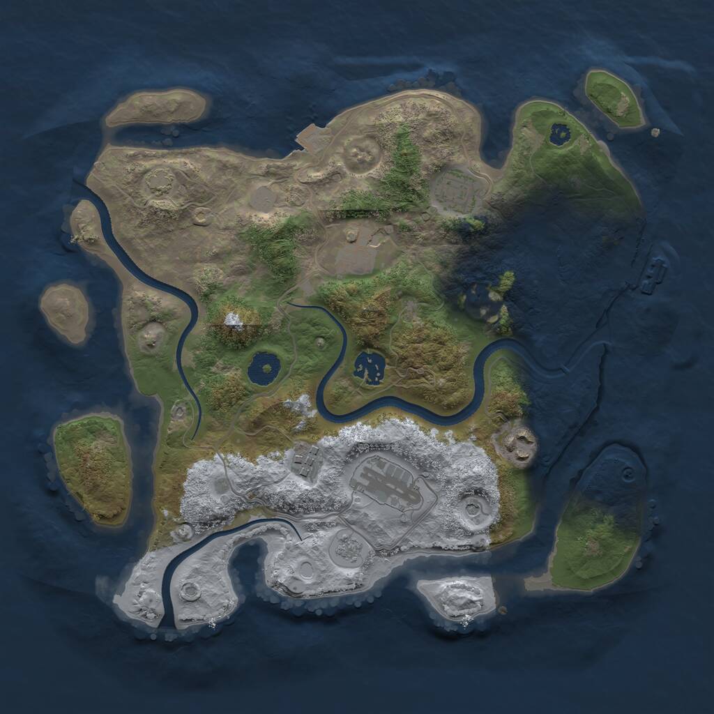 Rust Map: Procedural Map, Size: 3300, Seed: 2025514199, 11 Monuments
