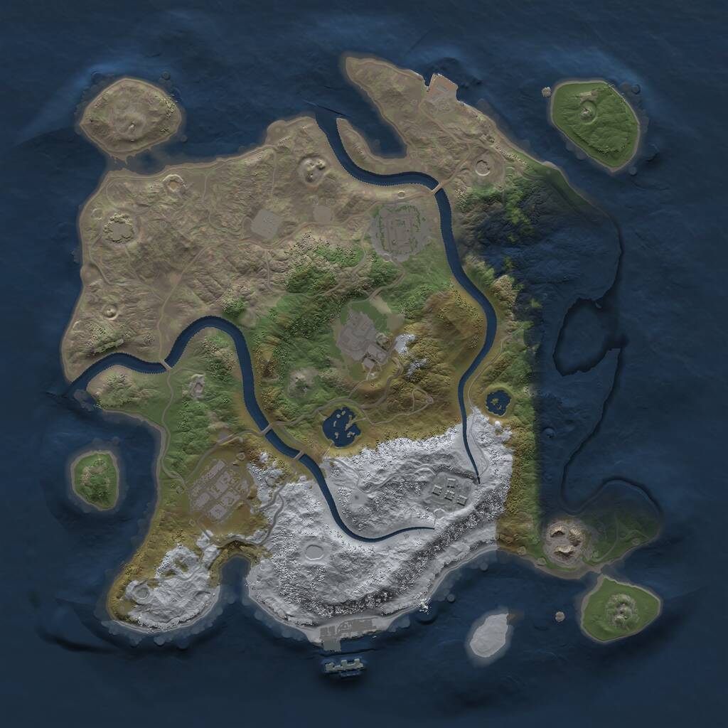 Rust Map: Procedural Map, Size: 3000, Seed: 42389572, 10 Monuments