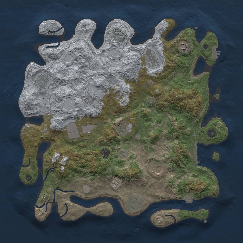 Rust Map: Procedural Map, Size: 4000, Seed: 1175695972, 18 Monuments