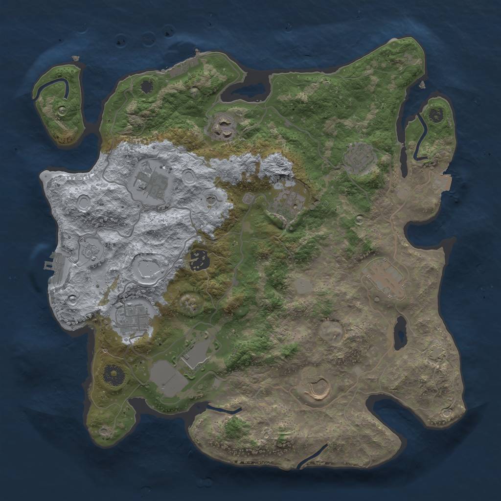 Rust Map: Procedural Map, Size: 3500, Seed: 983884130, 17 Monuments