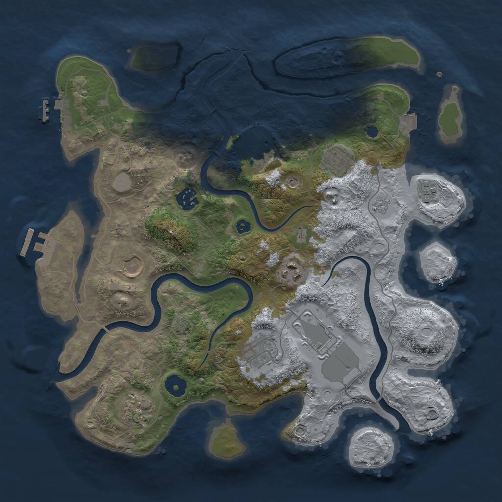 Rust Map: Procedural Map, Size: 3500, Seed: 1877256977, 15 Monuments