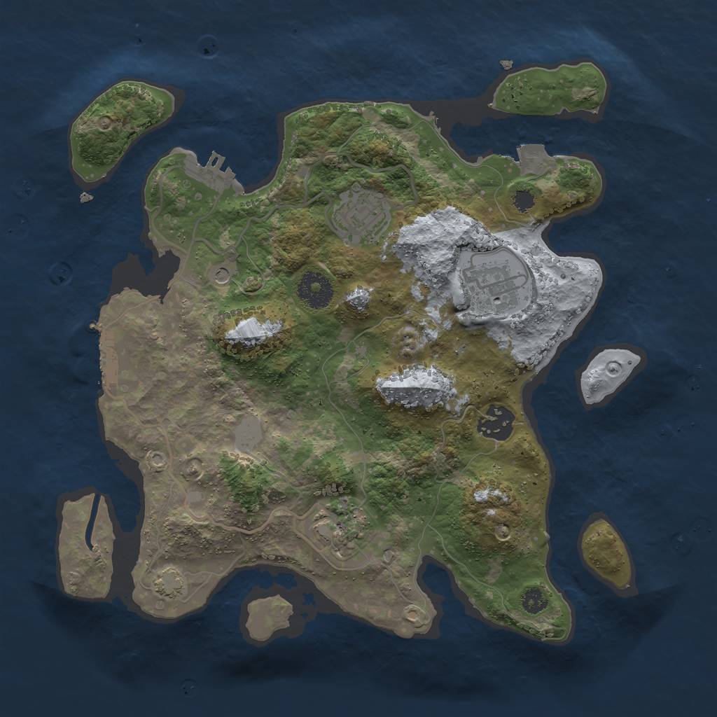 Rust Map: Procedural Map, Size: 3000, Seed: 1236181487, 11 Monuments