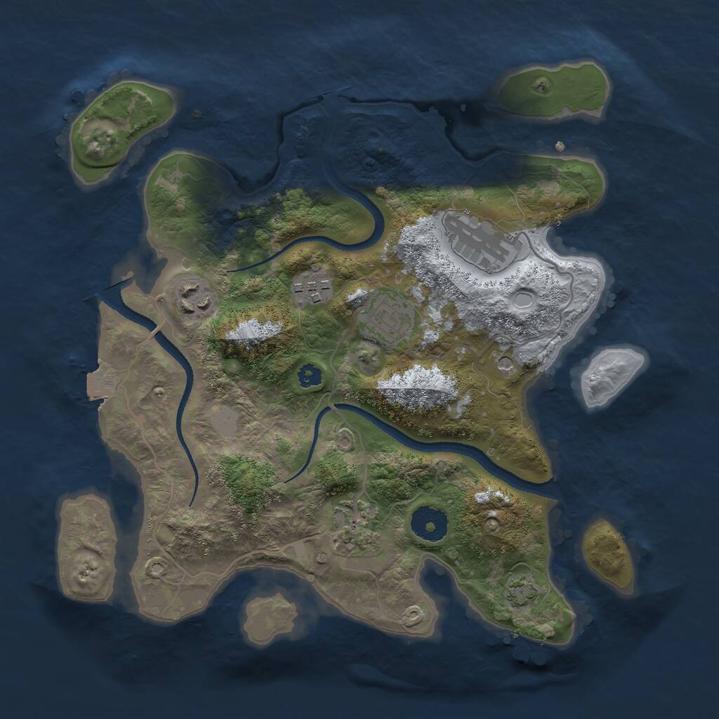 Rust Map: Procedural Map, Size: 3000, Seed: 1236181487, 8 Monuments