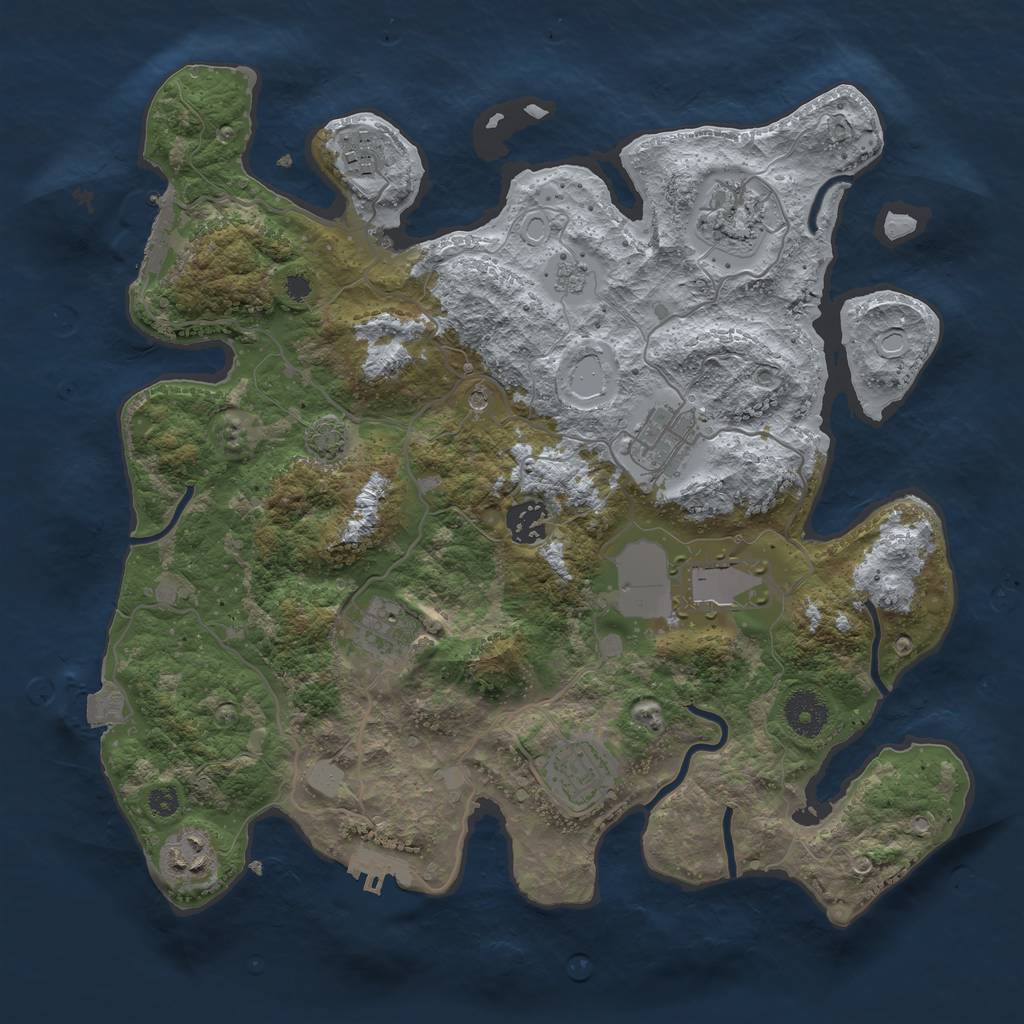 Rust Map: Procedural Map, Size: 3500, Seed: 1213909550, 16 Monuments