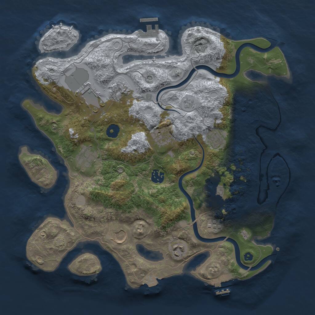Rust Map: Procedural Map, Size: 3500, Seed: 120805006, 16 Monuments