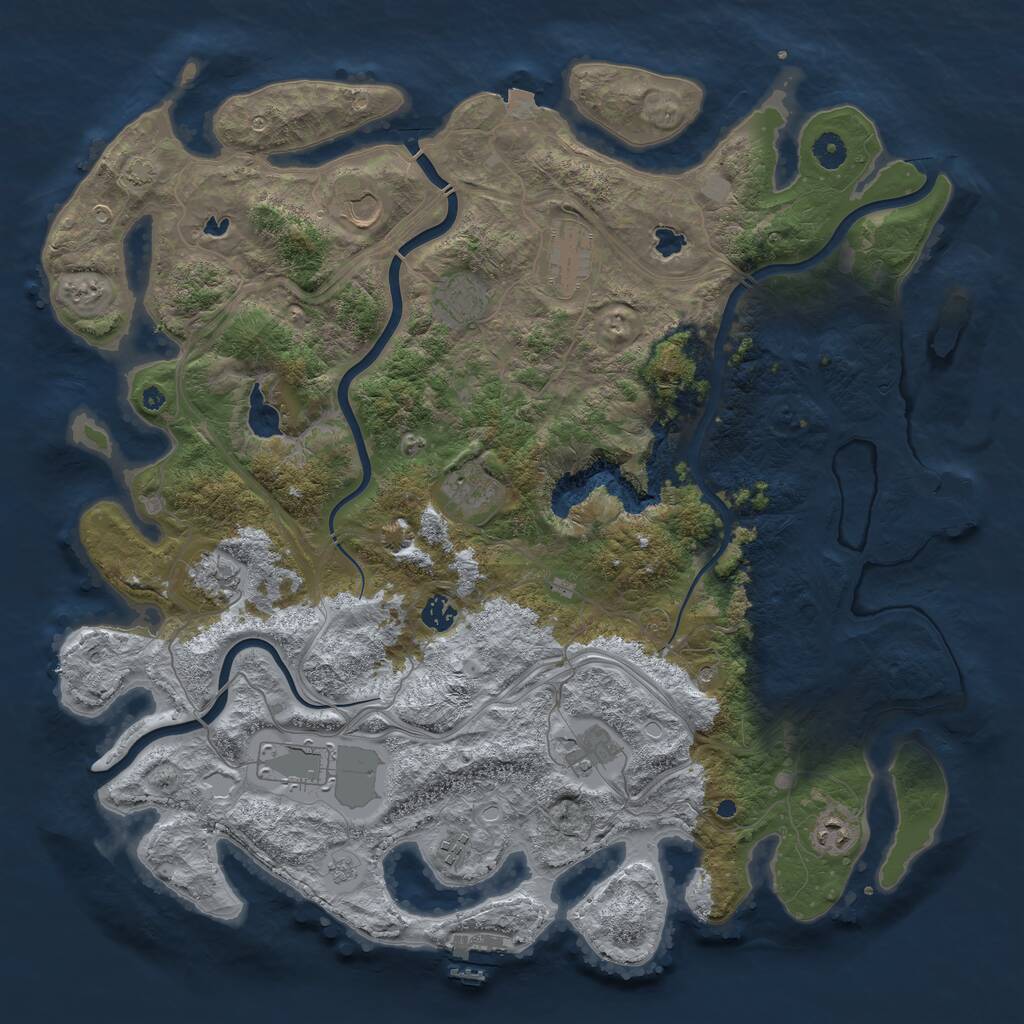 Rust Map: Procedural Map, Size: 4500, Seed: 821484646, 16 Monuments