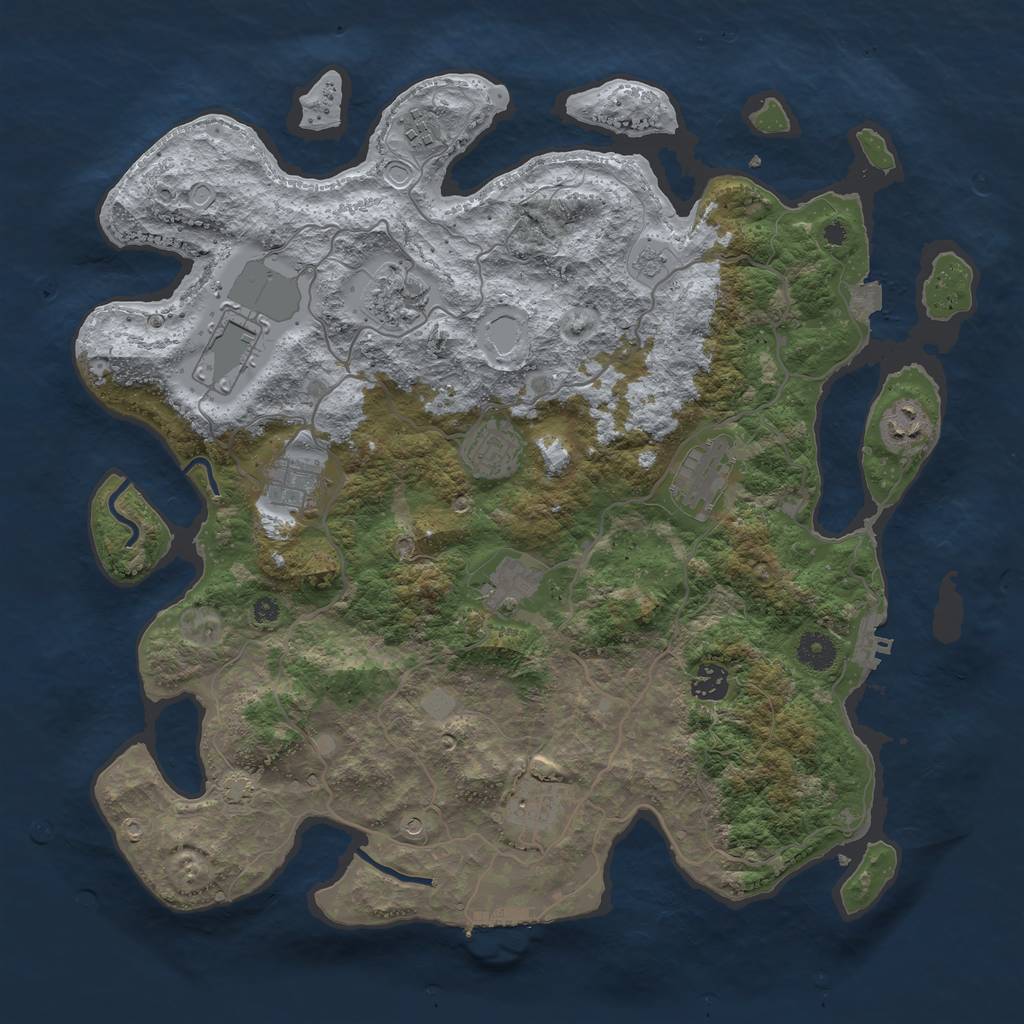 Rust Map: Procedural Map, Size: 4000, Seed: 1449474923, 18 Monuments