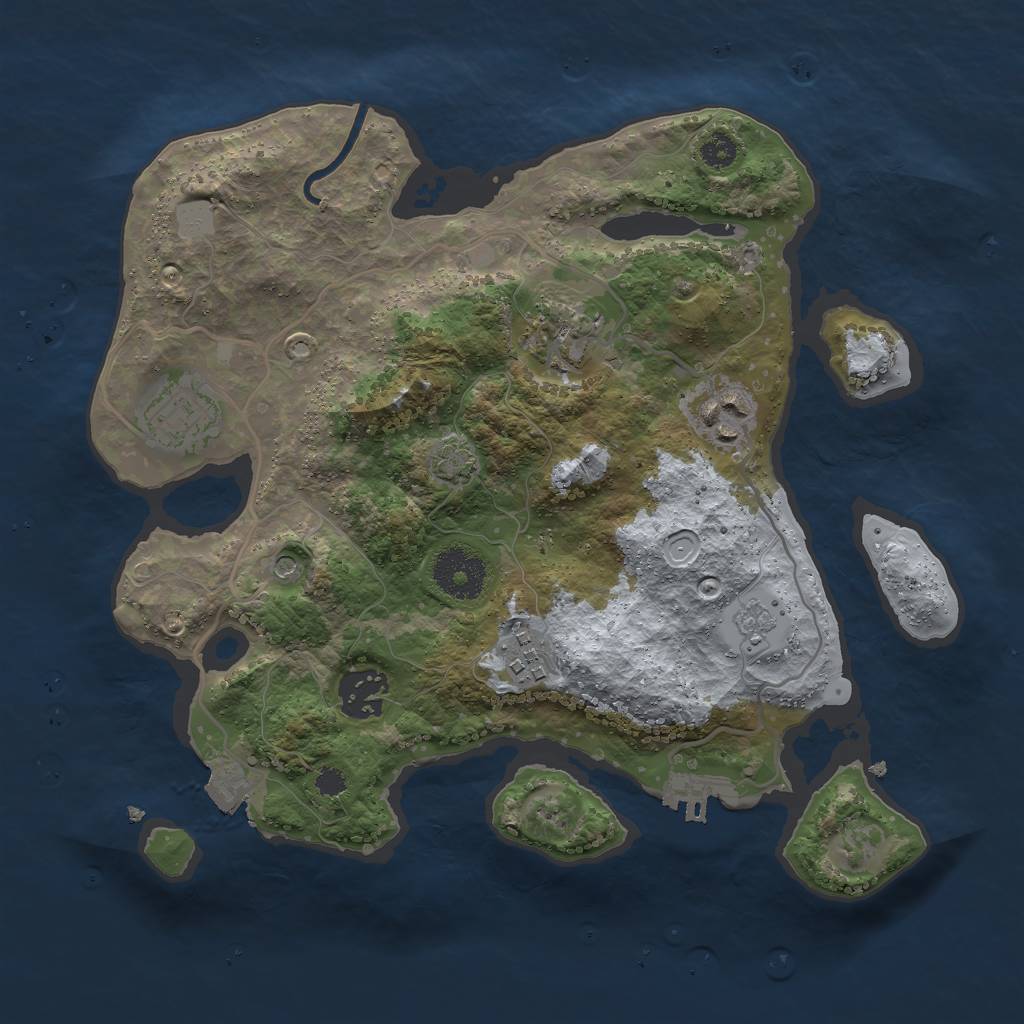 Rust Map: Procedural Map, Size: 3000, Seed: 2025880639, 12 Monuments