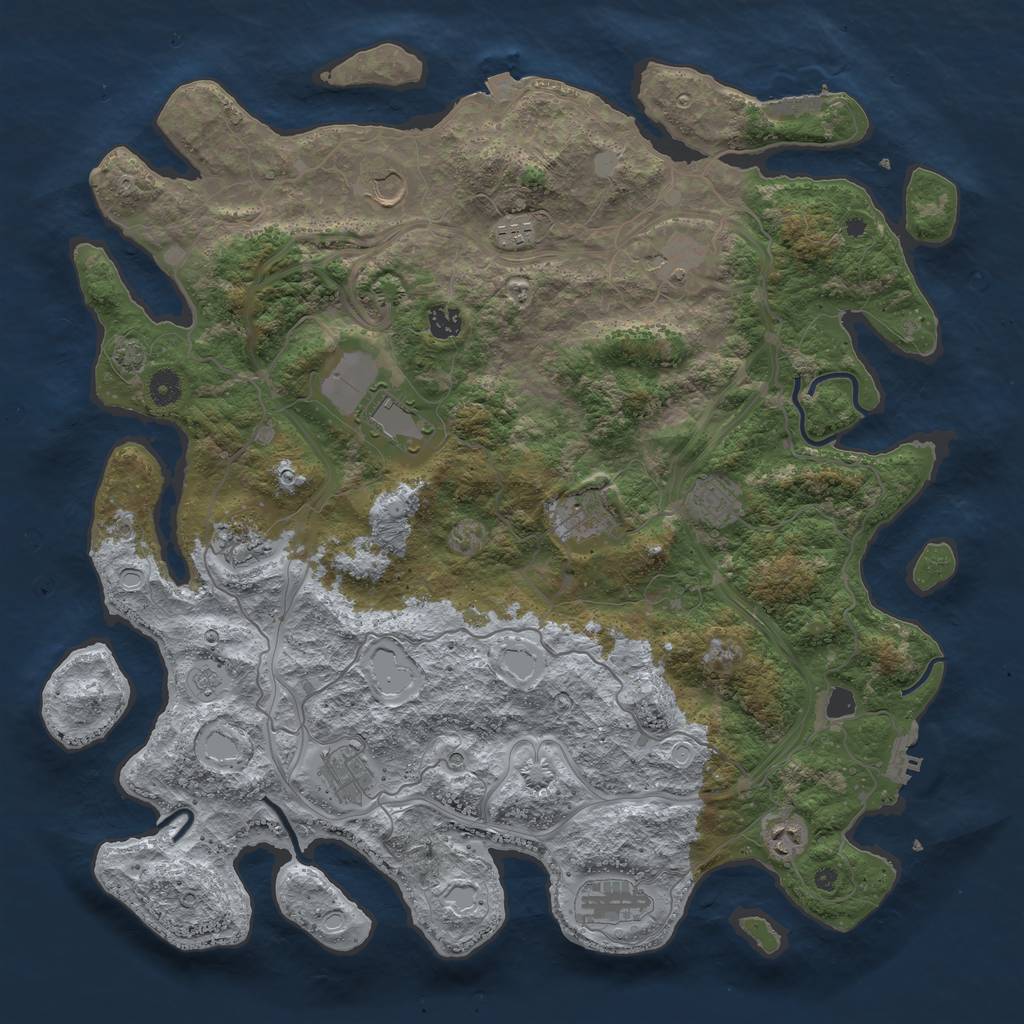 Rust Map: Procedural Map, Size: 4500, Seed: 2137610345, 19 Monuments