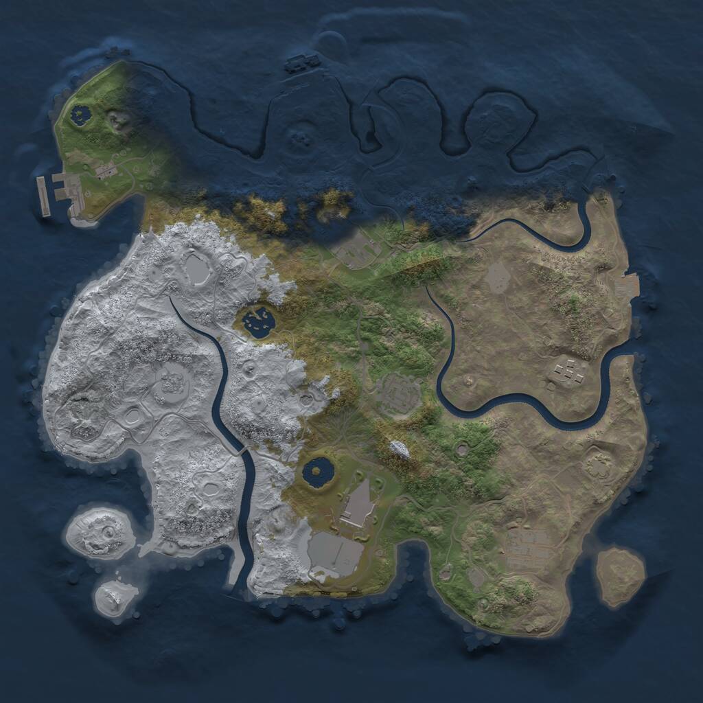 Rust Map: Procedural Map, Size: 3500, Seed: 49079048, 12 Monuments