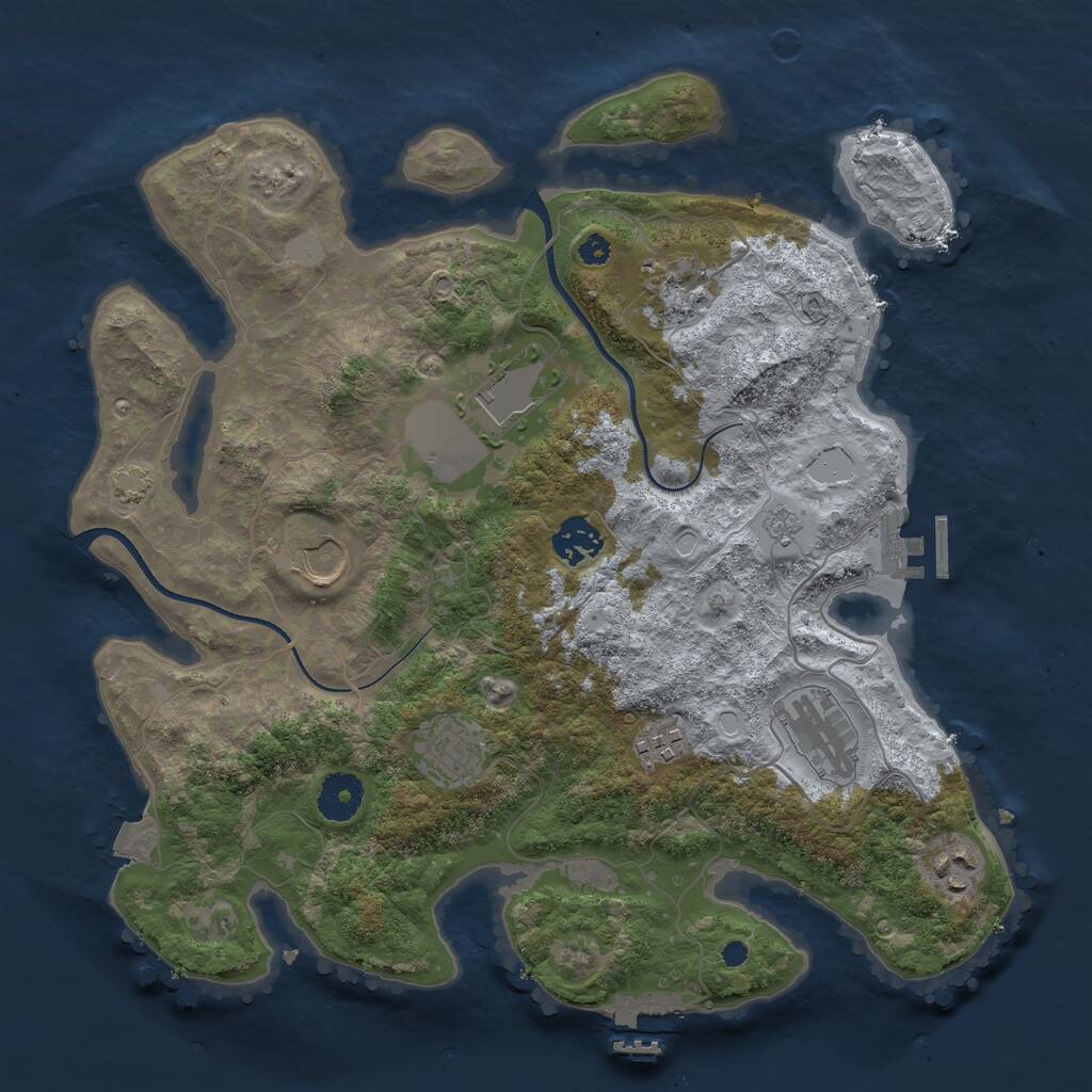 Rust Map: Procedural Map, Size: 3500, Seed: 894713213, 13 Monuments