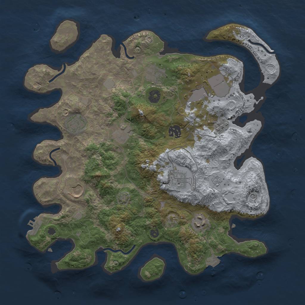 Rust Map: Procedural Map, Size: 3500, Seed: 2348756, 16 Monuments