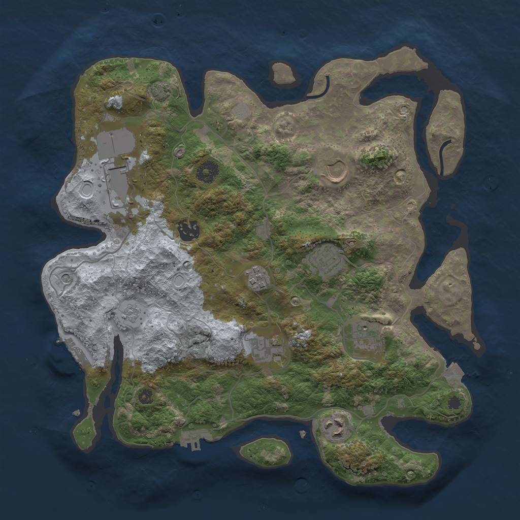 Rust Map: Procedural Map, Size: 3500, Seed: 893249525, 16 Monuments