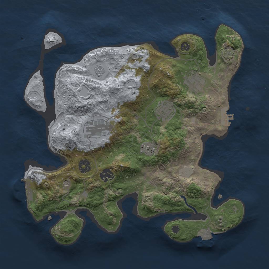 Rust Map: Procedural Map, Size: 3000, Seed: 74392203, 13 Monuments