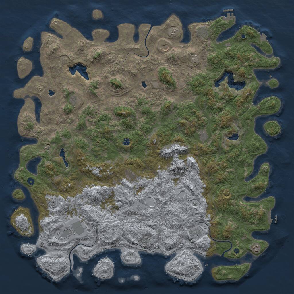 Rust Map: Procedural Map, Size: 6000, Seed: 1176022512, 17 Monuments