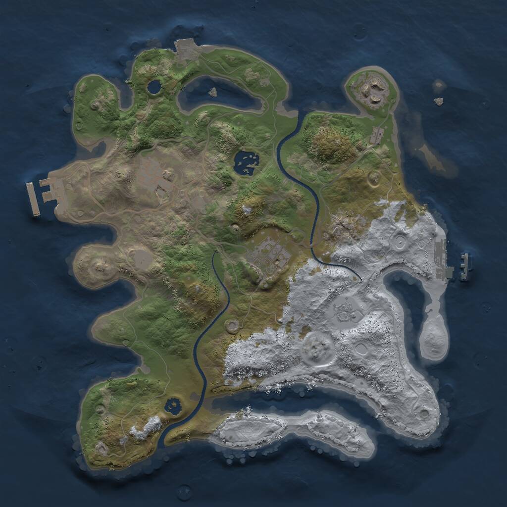 Rust Map: Procedural Map, Size: 3000, Seed: 1825800097, 8 Monuments