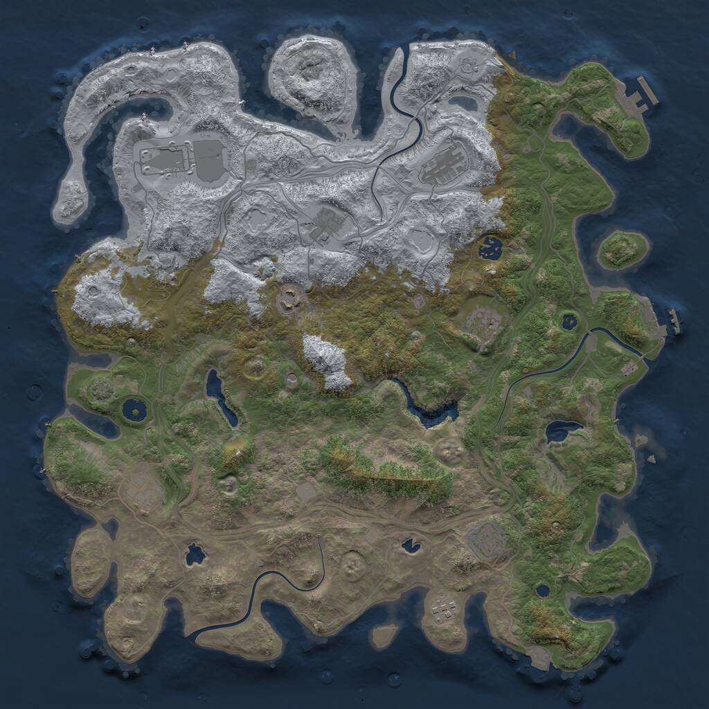 Rust Map: Procedural Map, Size: 4500, Seed: 331959834, 16 Monuments