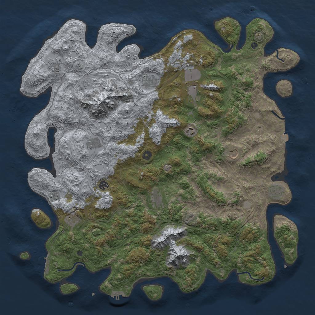 Rust Map: Procedural Map, Size: 5000, Seed: 340992412, 19 Monuments