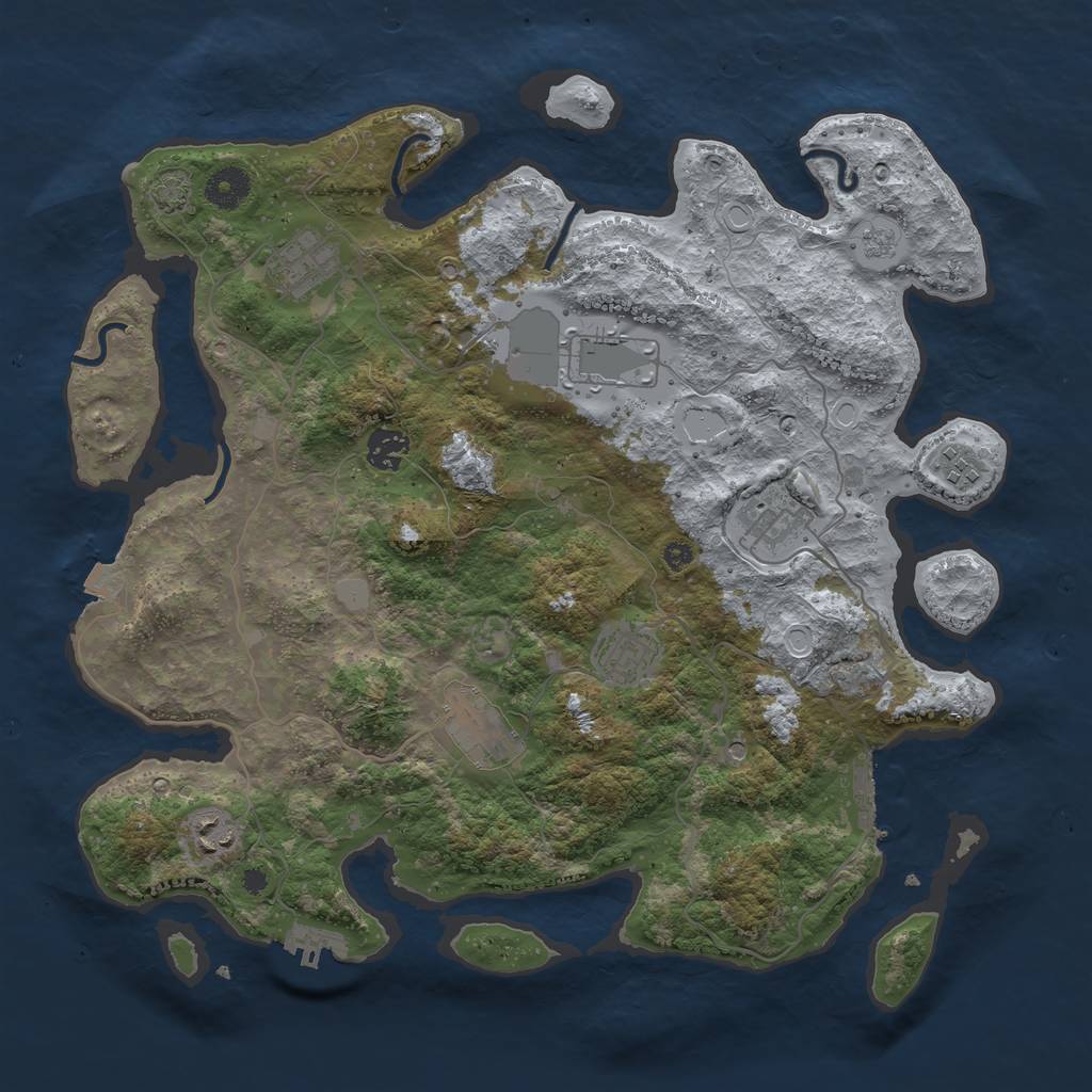 Rust Map: Procedural Map, Size: 3804, Seed: 1234567890, 16 Monuments
