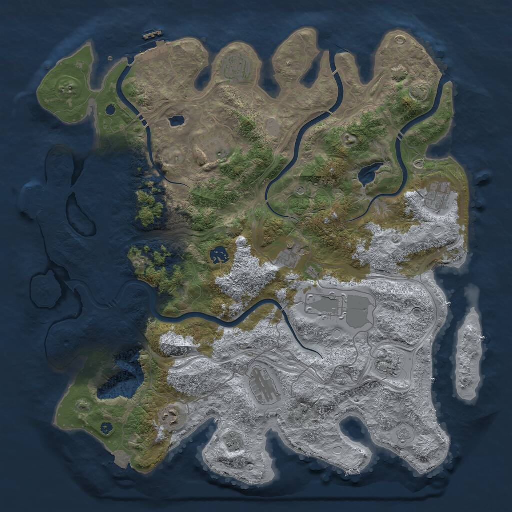 Rust Map: Procedural Map, Size: 4250, Seed: 729122552, 16 Monuments
