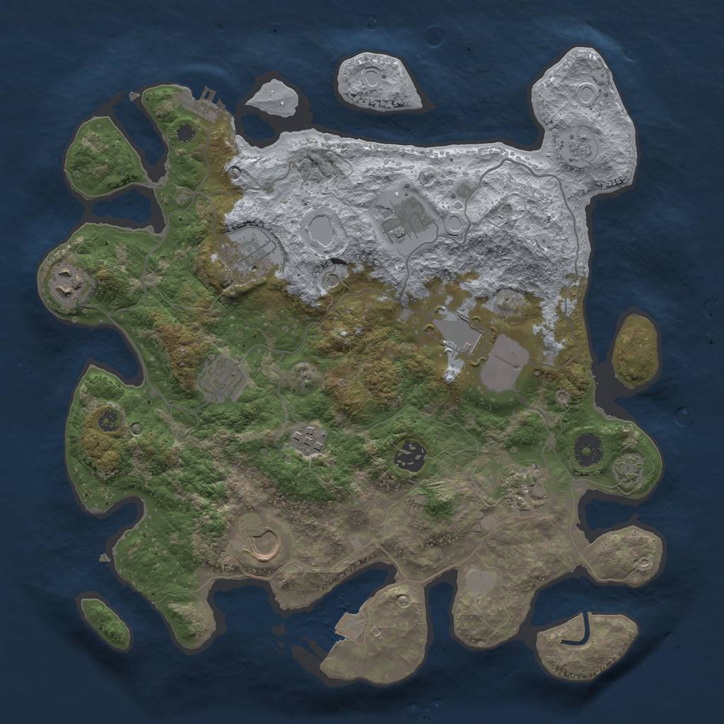 Rust Map: Procedural Map, Size: 3500, Seed: 256936513, 16 Monuments